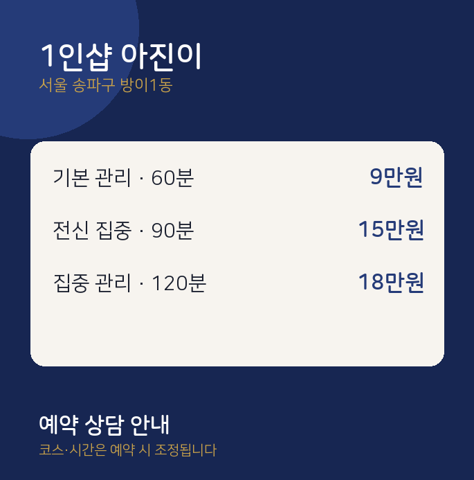 방이1동 스웨디시 1인샵 아진이