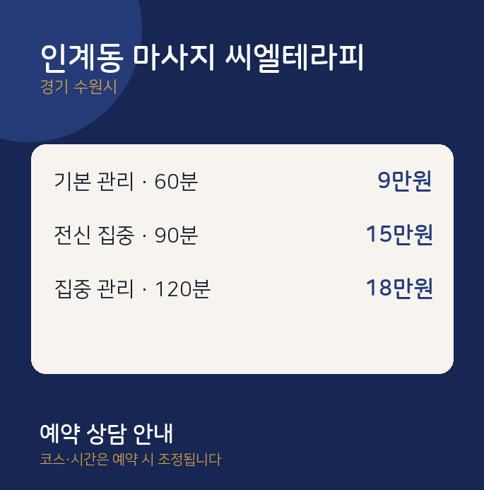 수원시 스웨디시 인계동 마사지 씨엘테라피