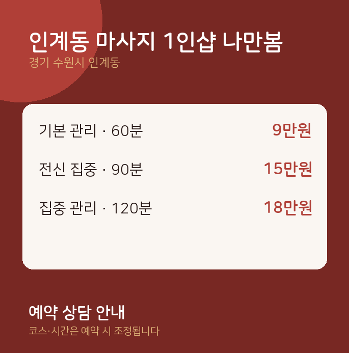 스웨디시 인계동 마사지 1인샵 나만봄